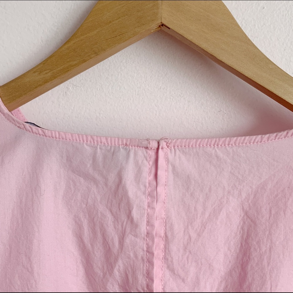 pastel pink ruffled raw hem cropped blouse - Picture 5 of 6